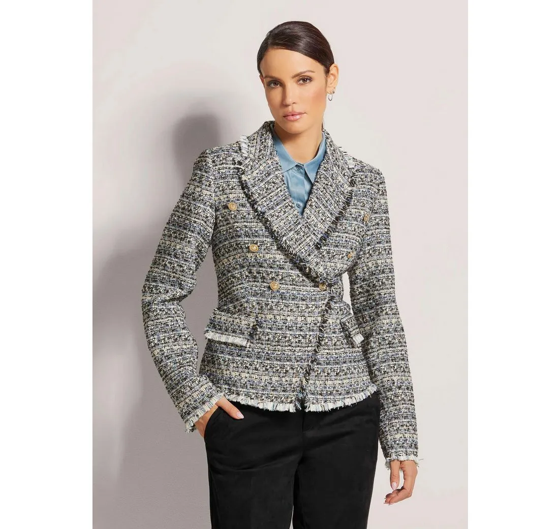 MADELEINE Kurzblazer Kurzer Tweed-Blazer mit Fransen