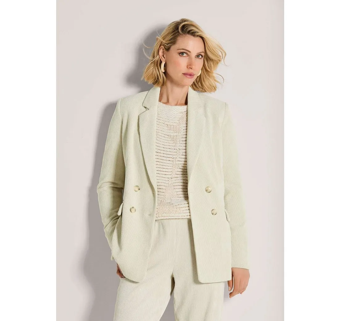 MADELEINE Kurzblazer Moderner Businessblazer mit Reverskragen Blazer mit Pattentaschen, Hornknöpfen und langen Ärmeln
