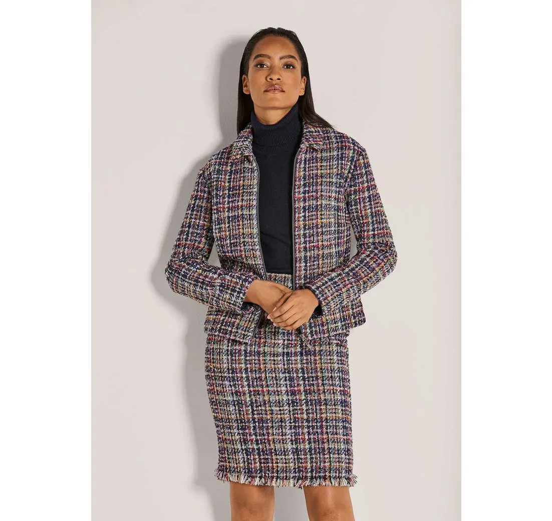 MADELEINE Kurzblazer Moderner Kurzblazer mit Zipper Blazer mit Klappkragen und langen Ärmeln