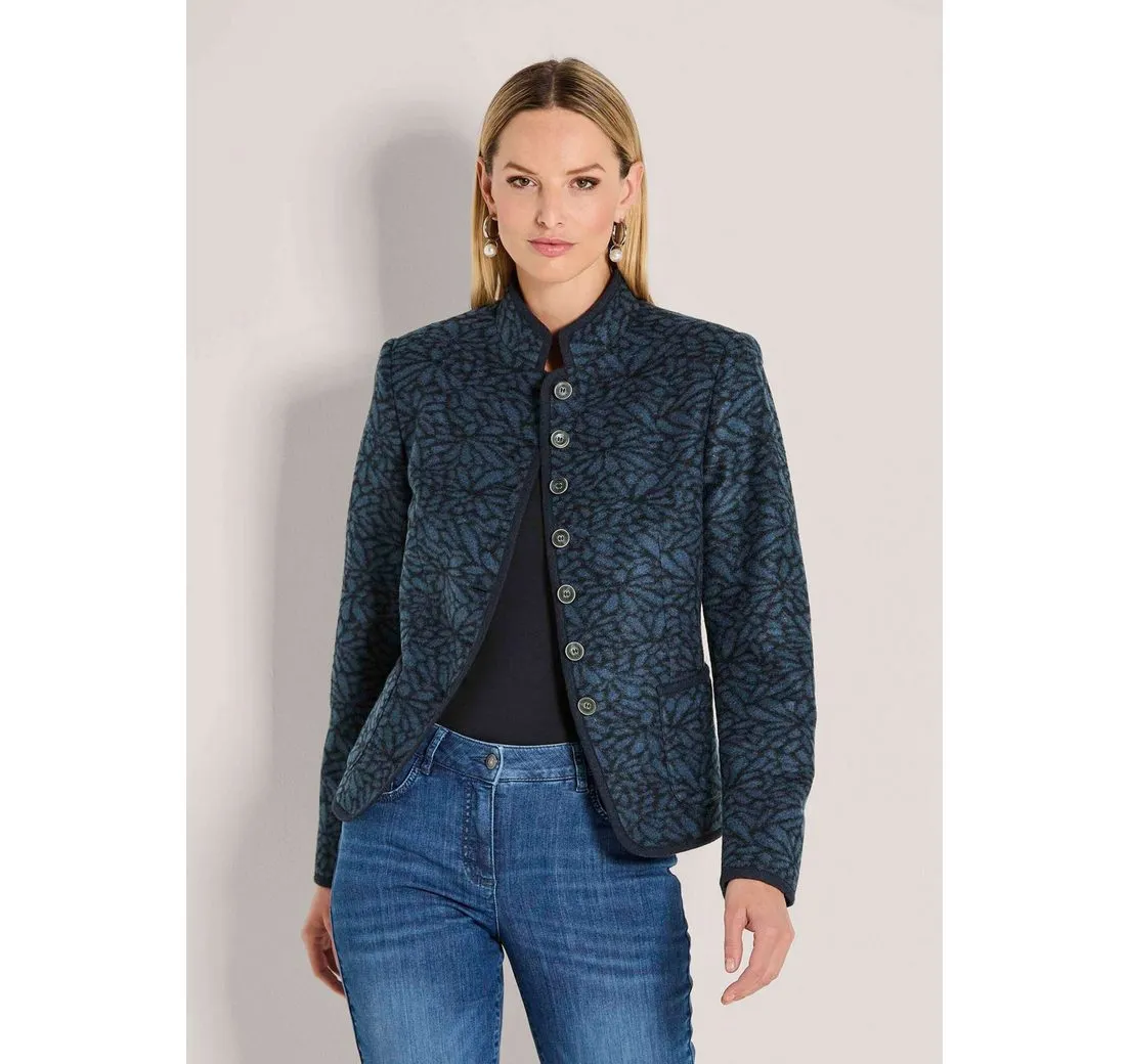 MADELEINE Kurzblazer Verkürzter Wollblazer mit Stehkragen, Taschen Sportiver Blazer mit Hornknöpfen und Stehkragen