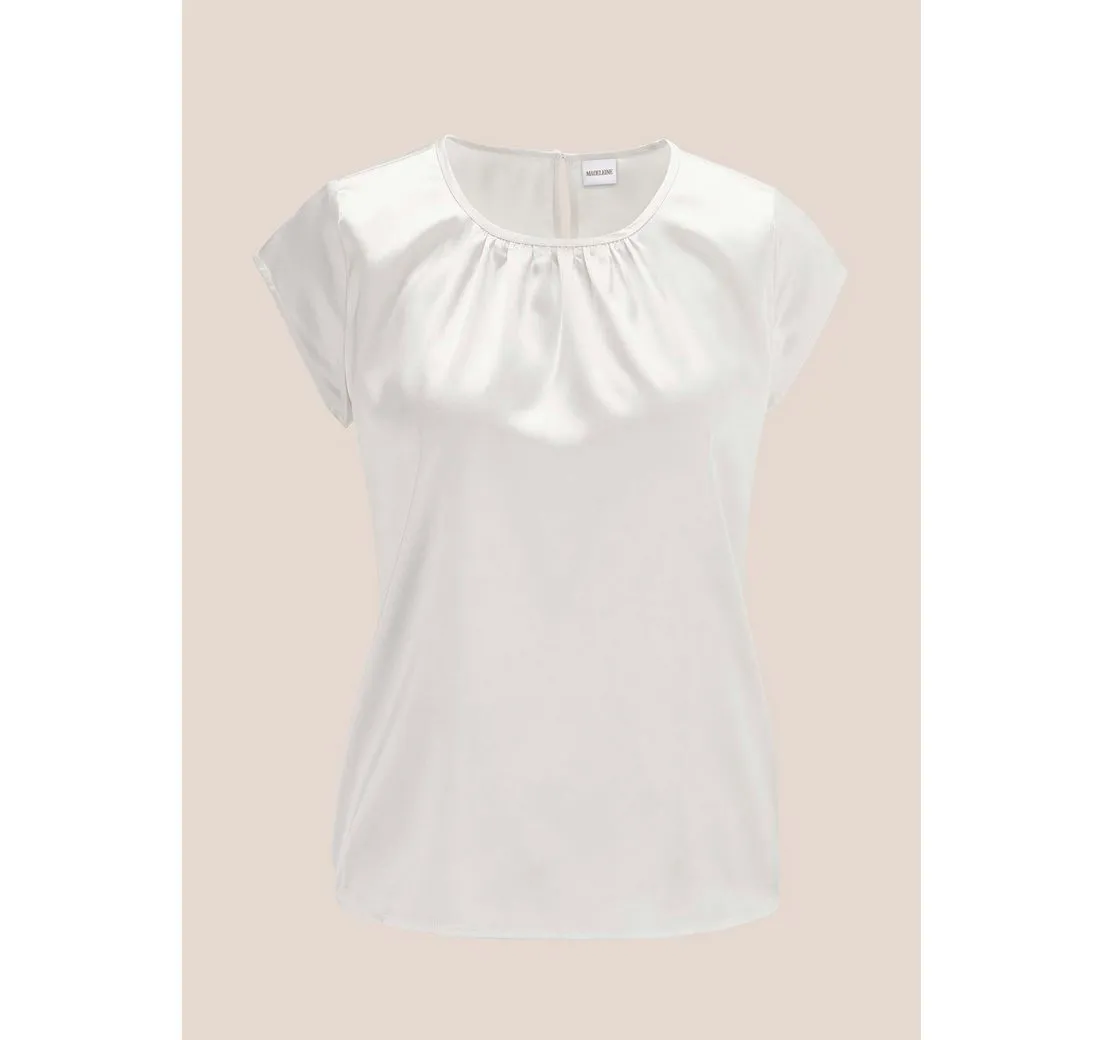 MADELEINE Shirtbluse Kurzes Satin-Shirt in trendstarker A-Linie