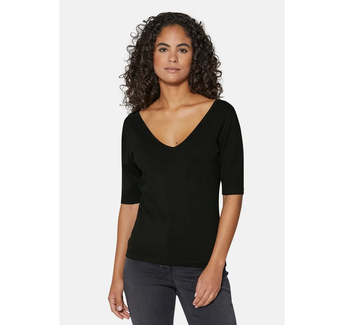 MADELEINE Strickpullover Halbarm-Pullover mit V-Ausschnitt