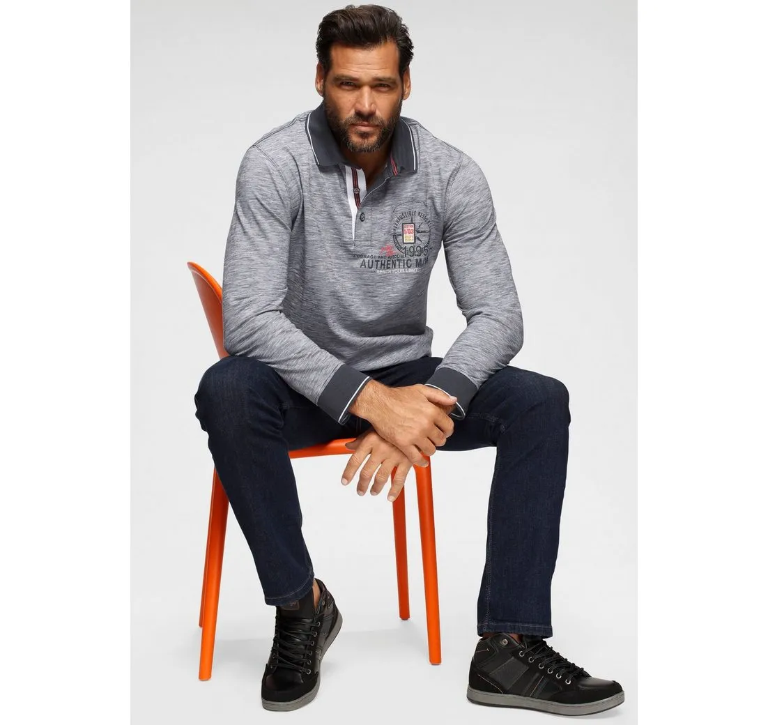 MAN'S WORLD Langarm-Poloshirt Langarm, melierte Optik, Polokragen, aus Baumwolle