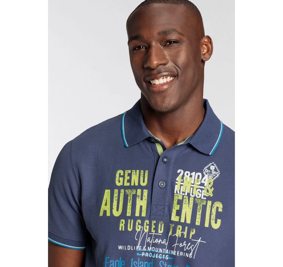 MAN'S WORLD Poloshirt Kurzarm, mit Rippbündchen, Polokragen, lässiger Print