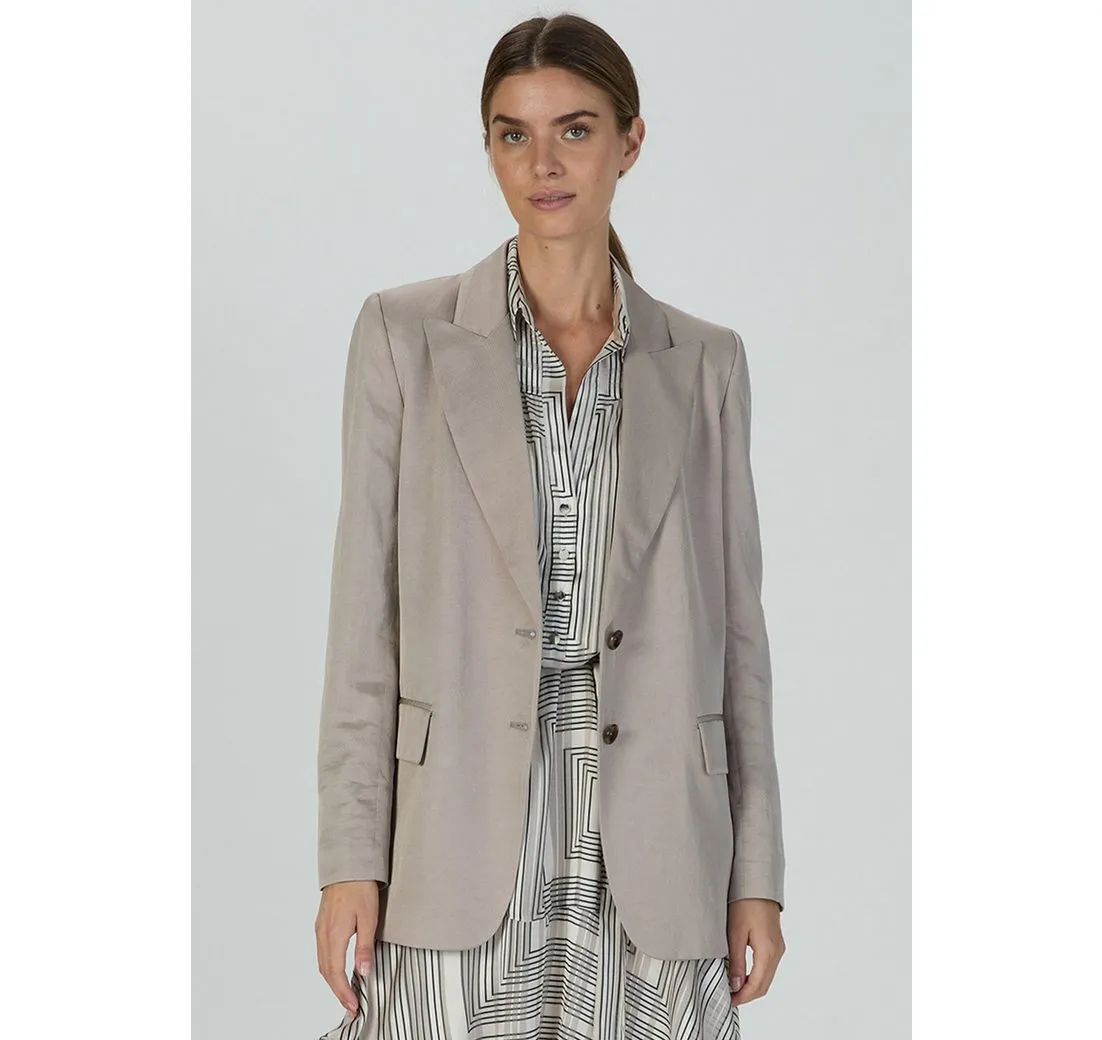 MARC AUREL Longblazer aus Leinen-Mix Twill