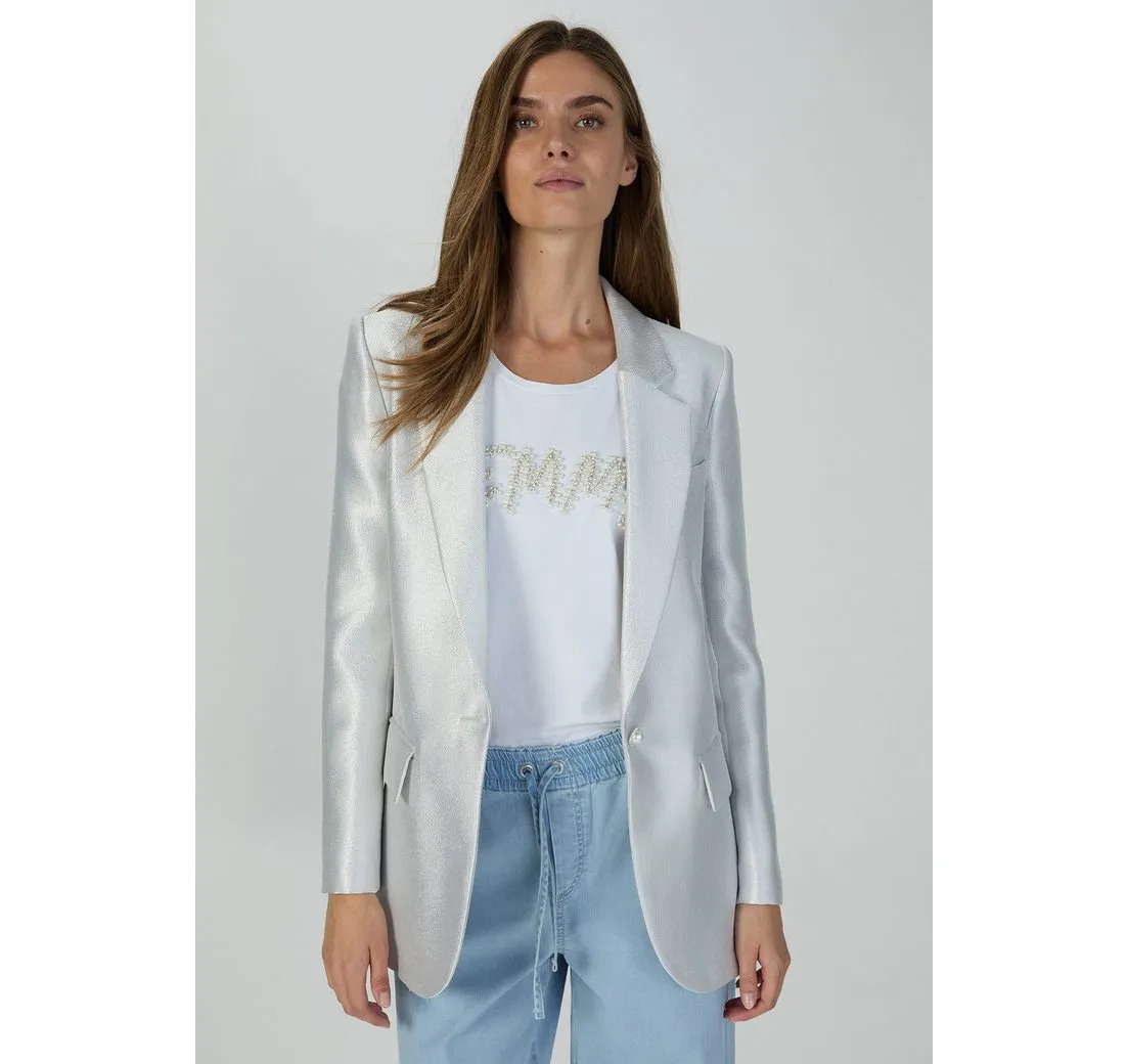 MARC AUREL Longblazer aus silbernem Brokat