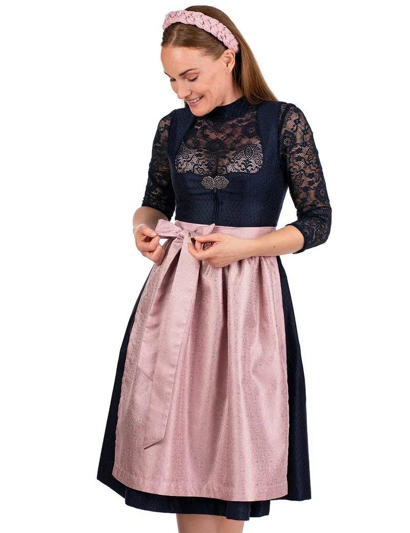 MARJO Dirndl Midi Dirndl 2tlg. - CODI - nachtblau/altrosa