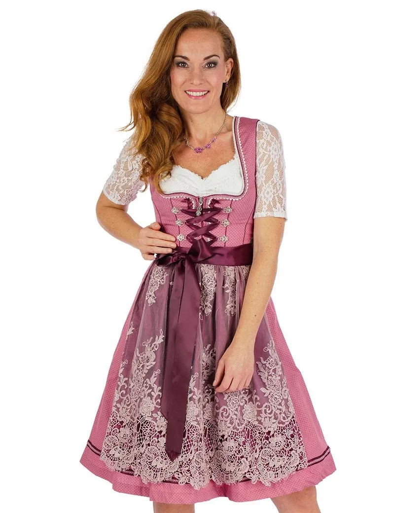 MARJO Dirndl Midi Dirndl 2tlg. - LIA - beerenrosa/brombeer/rosé