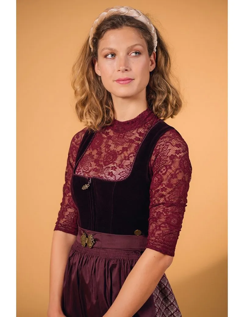 MARJO Dirndl Samt Dirndl 2tlg. - AMORBACH - mahagoni