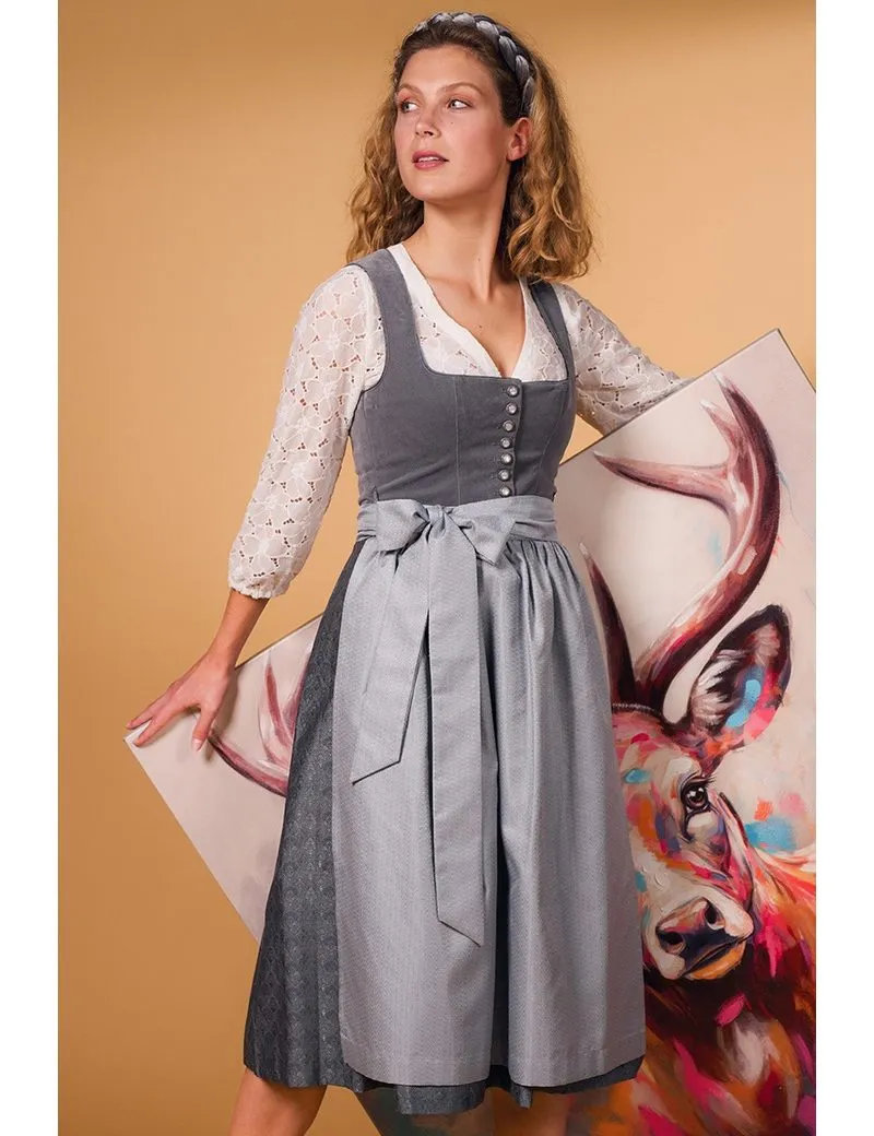 MARJO Dirndl Samt Dirndl 2tlg. - MARLENE - light denim