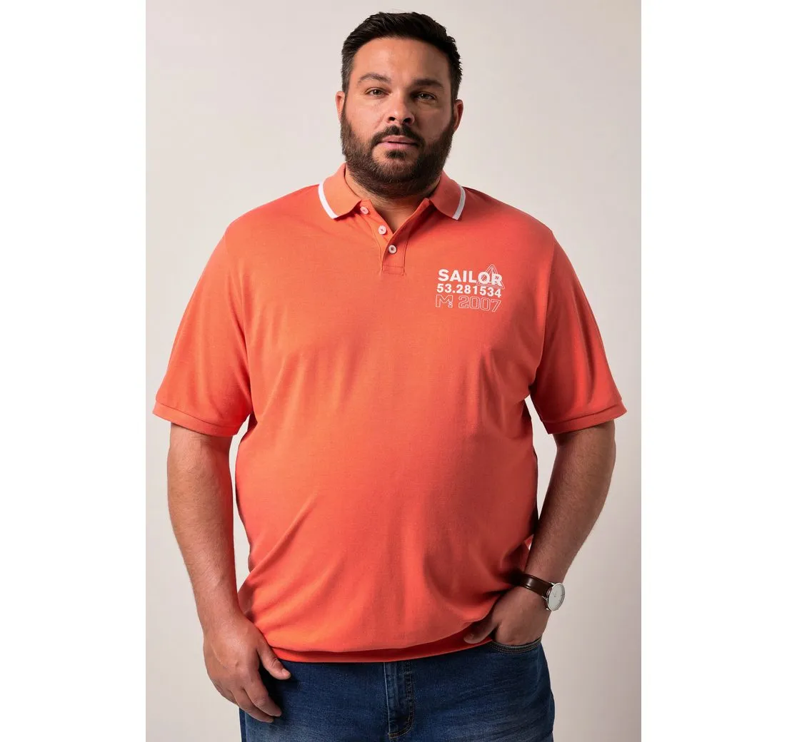 MEN PLUS Poloshirt Men+ Poloshirt Bauchfit Halbarm Piqué Print