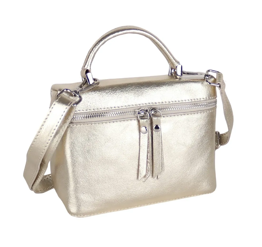 MIRROSI Henkeltasche Damen kleine Tasche aus Echtleder Schultertasche 20x15x8 cm, mit passendem Schulterriemen für vielseitigen Einsatz