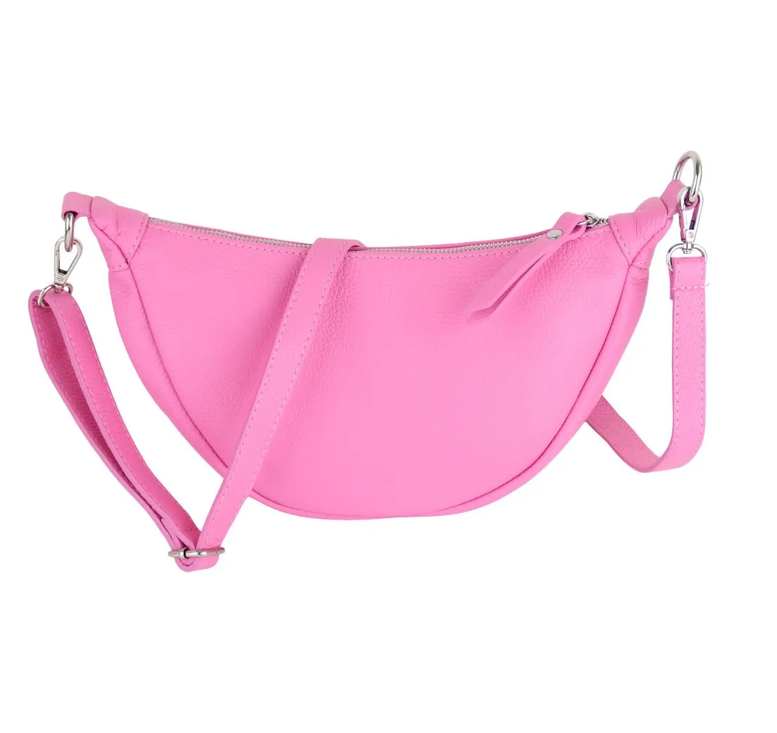 MIRROSI Schultertasche Damen Runde aus Echtleder, Made in Italy, Brusttasche,Umhängetasche (Tasche,Bauchtasche für jeden Anlass, 33x17x10cm (BXHXT), Crossbody Bag, verstellbaren Schulterriemen aus Echtleder