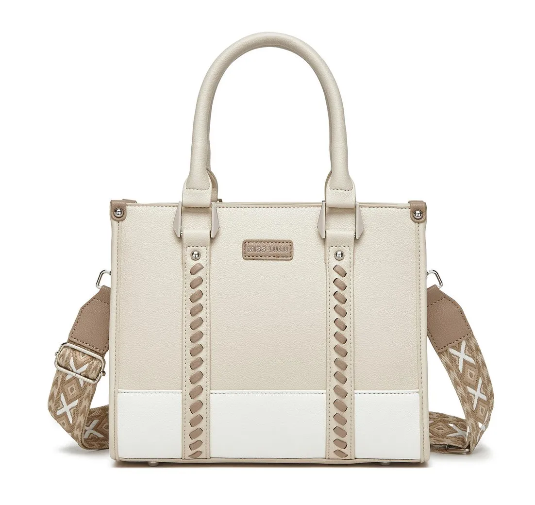 Miss Lulu Handtasche Damen Shopper Tasche Elegant mit Reißverschluss 28x21x13cm