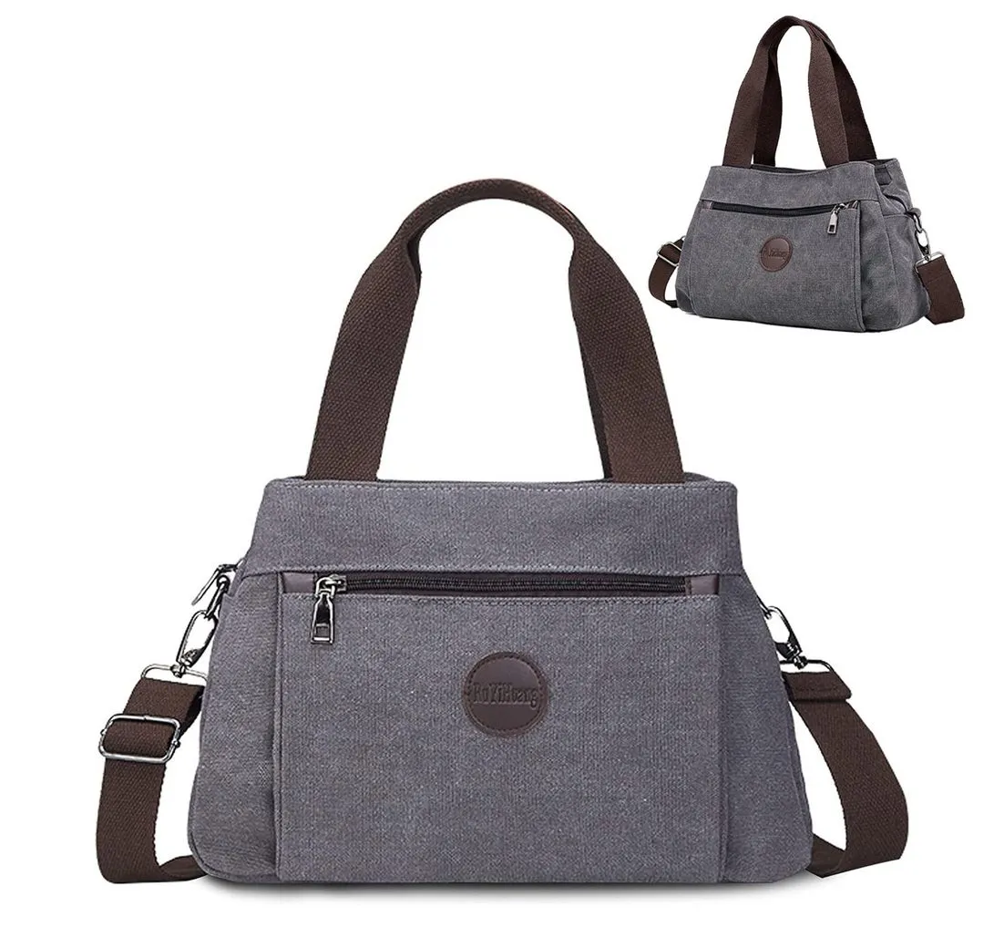MODFU Henkeltasche Handtasche Umhängetasche Tragetasche Aktentasche (Canvas Schultertasche Arbeitstasche Messenger-Tasche mit Schultergurt, Freizeittasche, Unitasche, Bürotasche, Segeltuch Tasche, 32 x 12 x 22 cm), für Frau Frauen Jungen Freizeit Arbeit Business Schule Büro Reisen usw