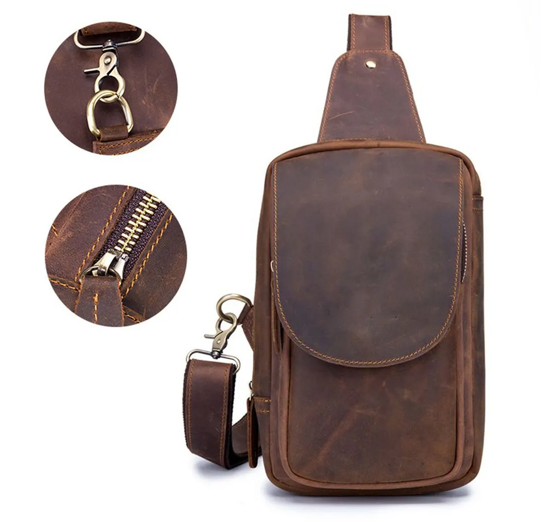 MODFU Schultertasche Brusttasche Kunstleder Handytasche Rucksack Sling Bag (Aus Kunstleder Herren und Damen 16 x 26 x 10 cm, Geldgürtel, Sport, Sporttasche, Handytasche), für Outdoor Camping Reisen Wandern Radfahren Multipurpose Tagepacks