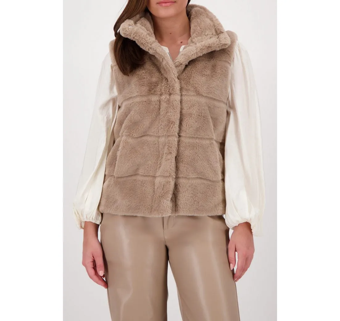 MONARI Fellimitatweste Weste Basic fake fur Mit Rundhalsausschnitt mit Stehkragen
