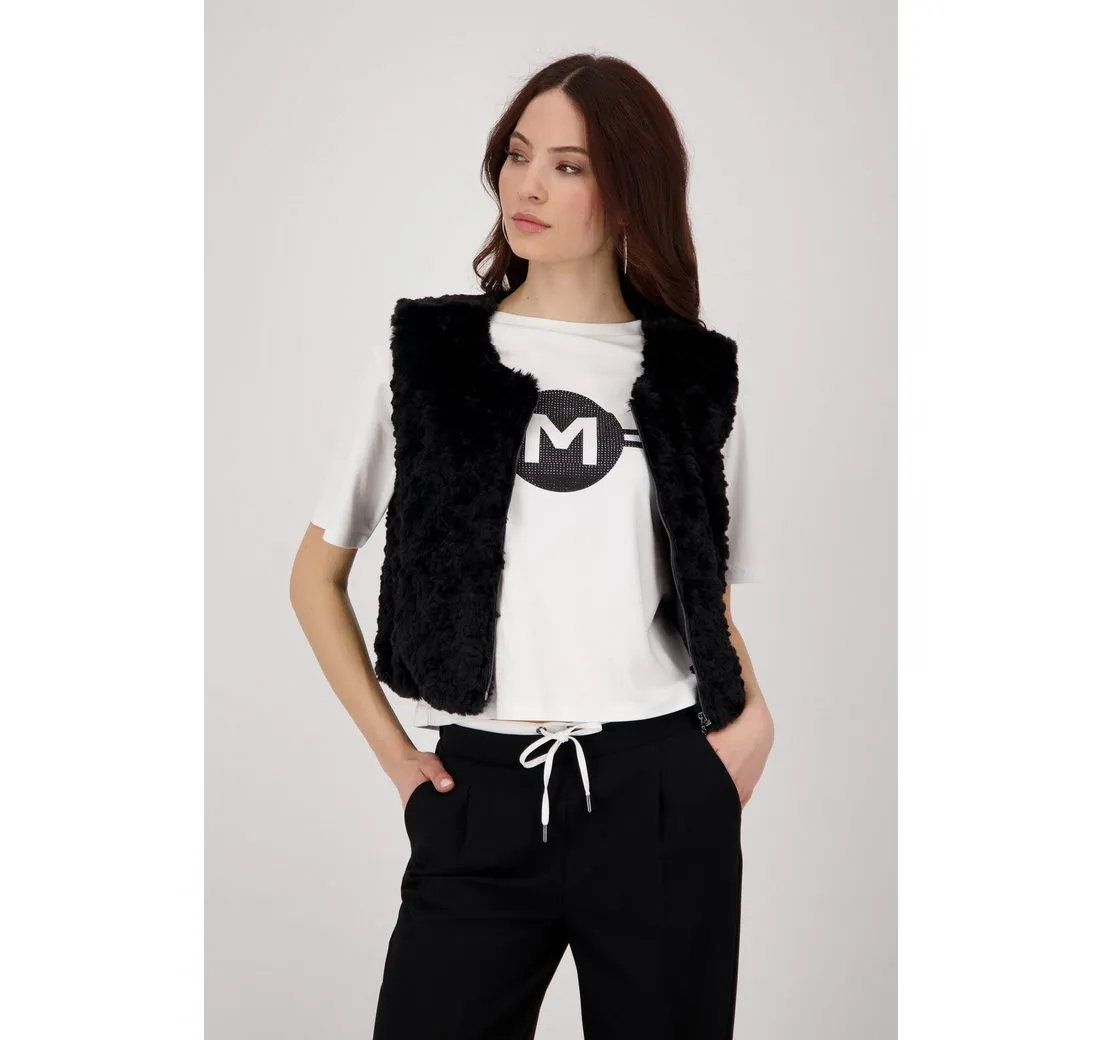 MONARI Fellimitatweste Weste fake fur Mit Rundhalsausschnitt