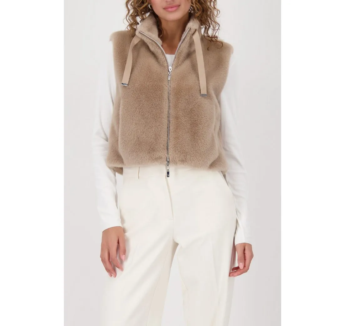 MONARI Fellimitatweste Weste fake fur Regular fit mit Rundhalsausschnitt