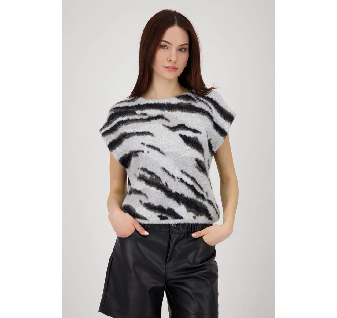 MONARI Pullunder Pullunder Tiger allover Mit Rundhalsausschnitt