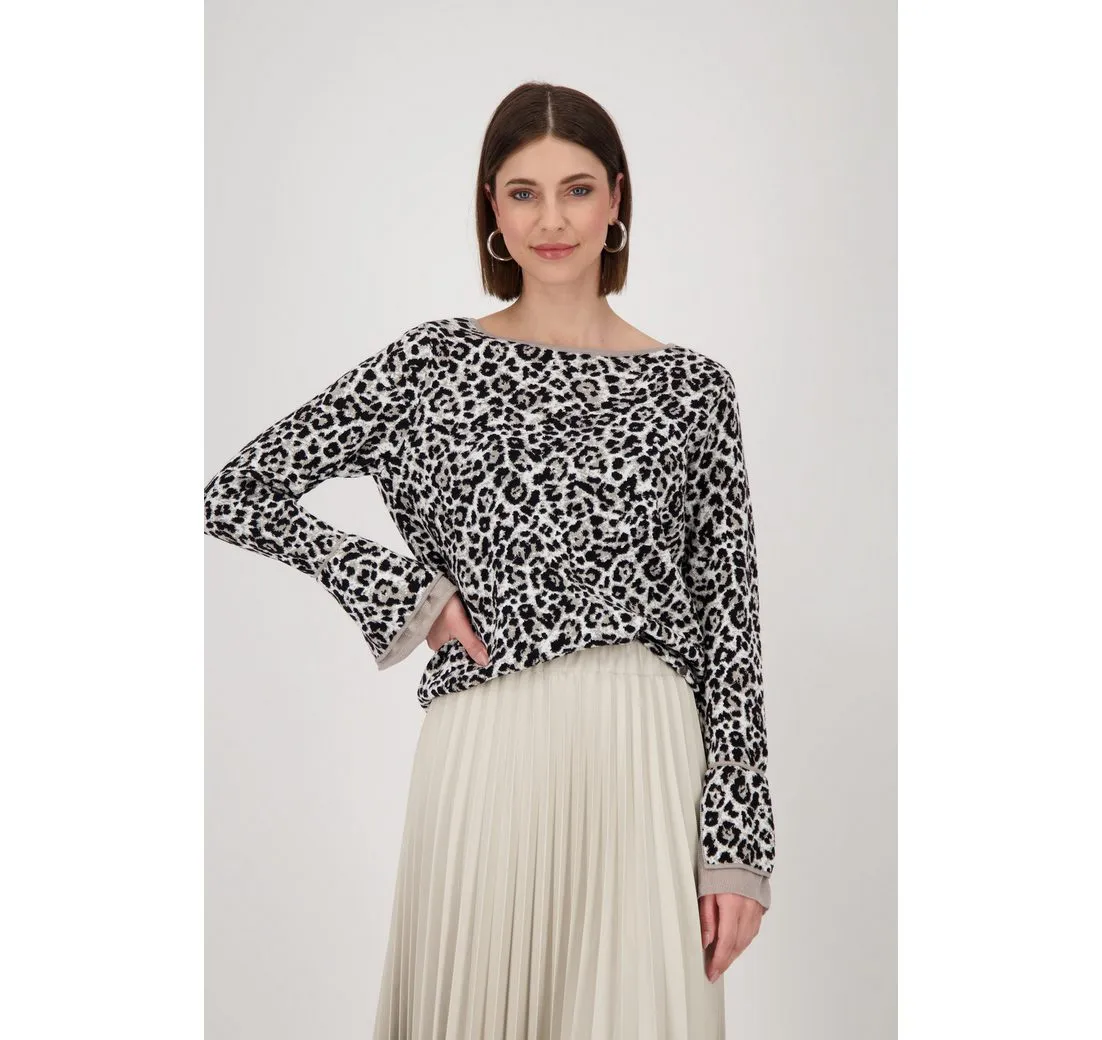 MONARI Rundhalspullover Pullover Leo allover Mit Rundhalsausschnitt
