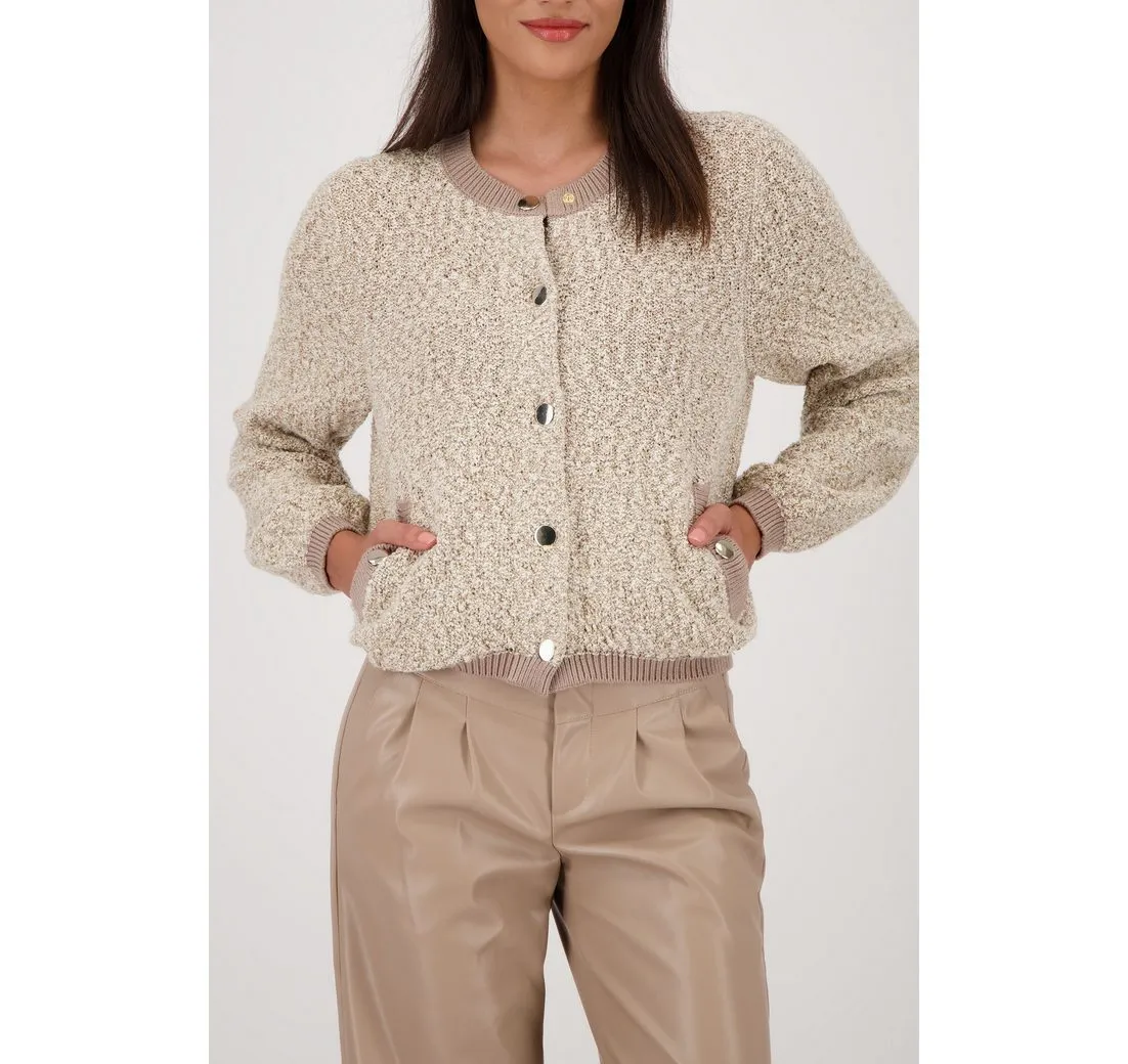MONARI Strickjacke Jacke Strick Tweed Regular fit mit Rundhalsausschnitt mit Strickbund