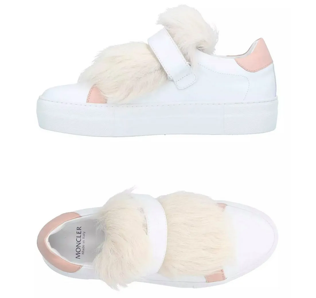MONCLER Trimmed Slip-On Trainers mit Lammfellbesatz Sneaker breiten Sohle und plüschigen Lammfellbesatzes