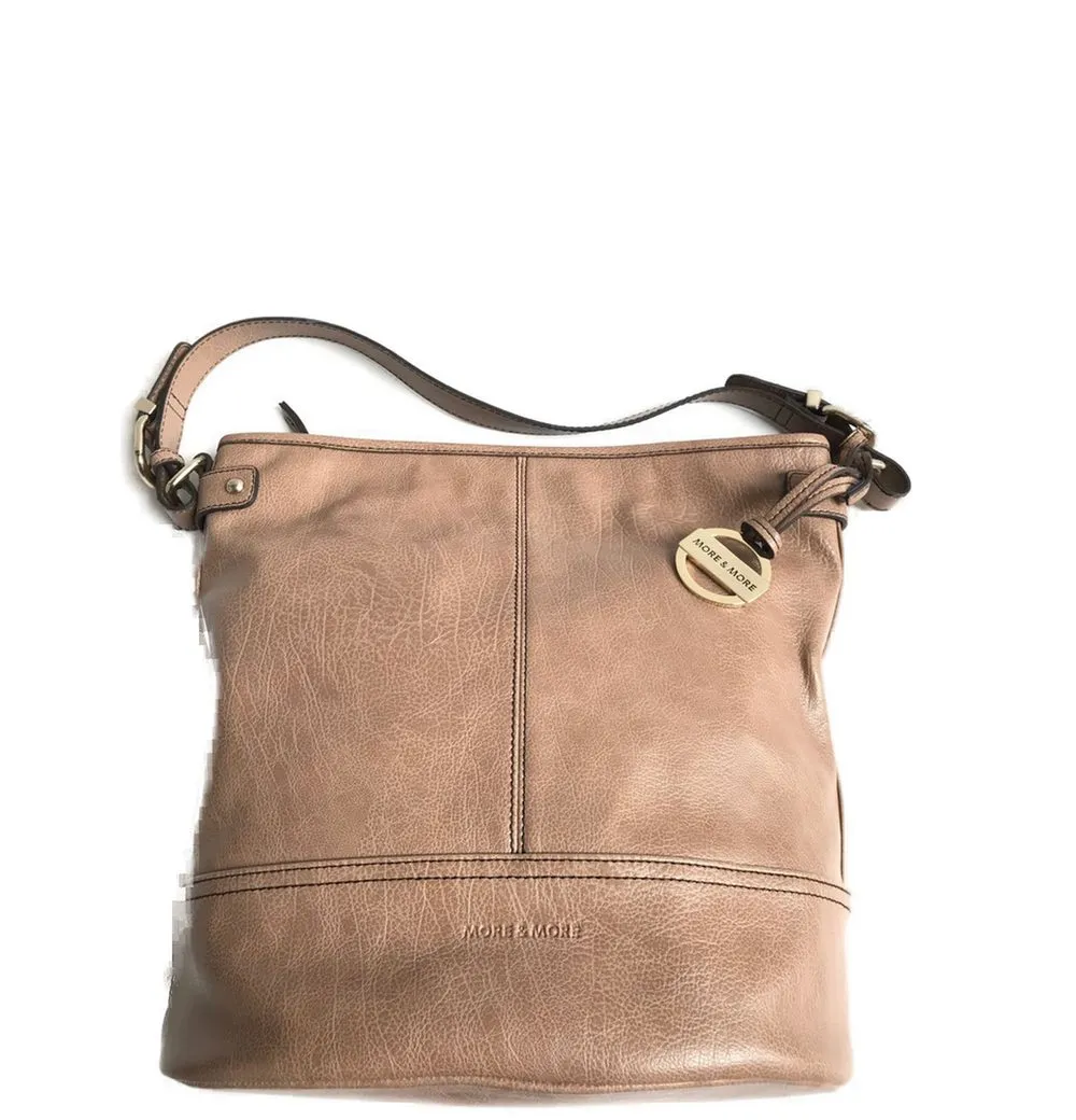 MORE&MORE Handtasche Damen Henkel Kunstleder Baumwolle Camel 50223-7400, verstellbarer Schulterriemen - abnehmbar