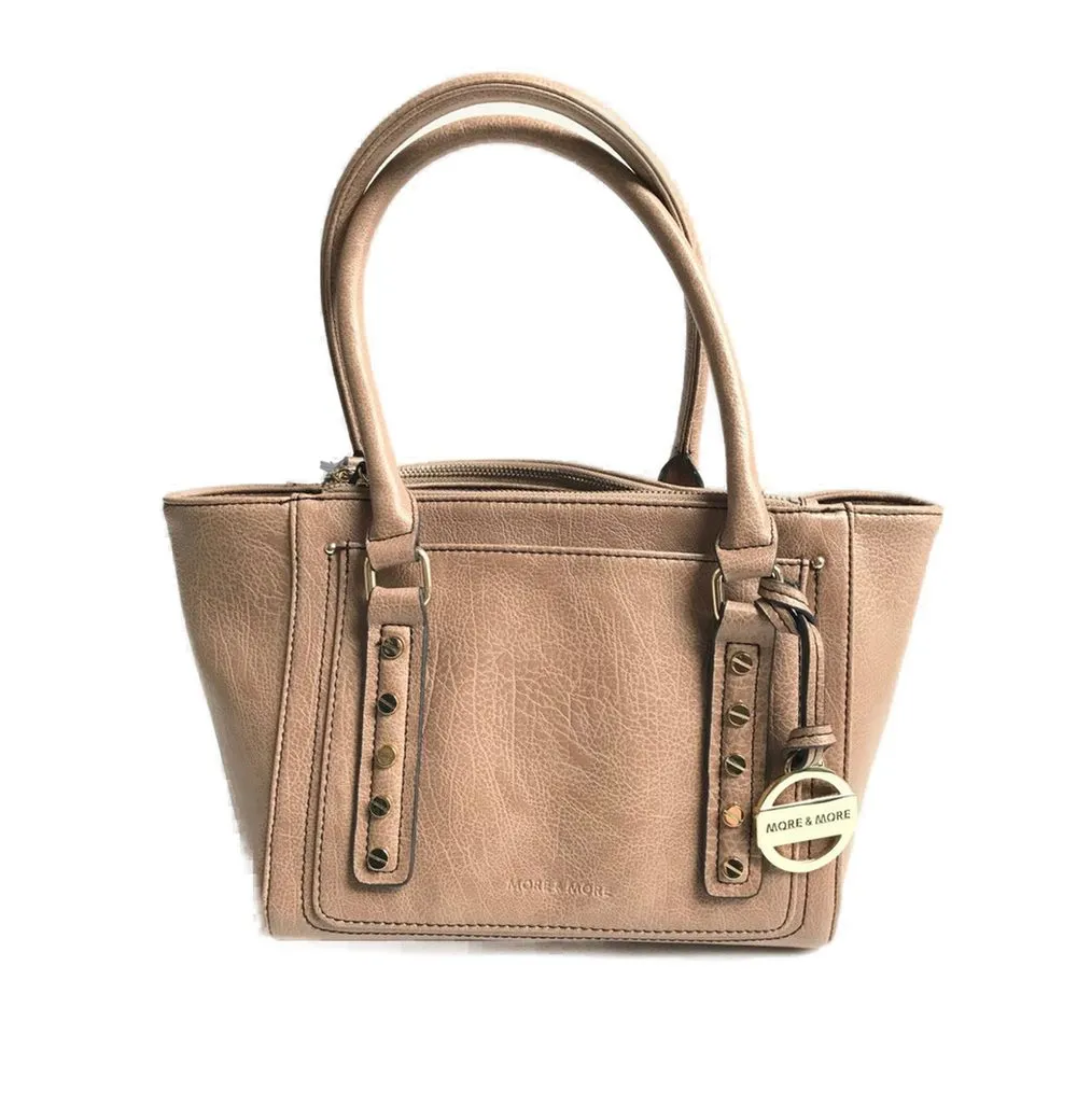 MORE&MORE Handtasche Damen Kunstleder Baumwolle Camel 50222-7400, verstellbarer Schulterriemen - abnehmbar