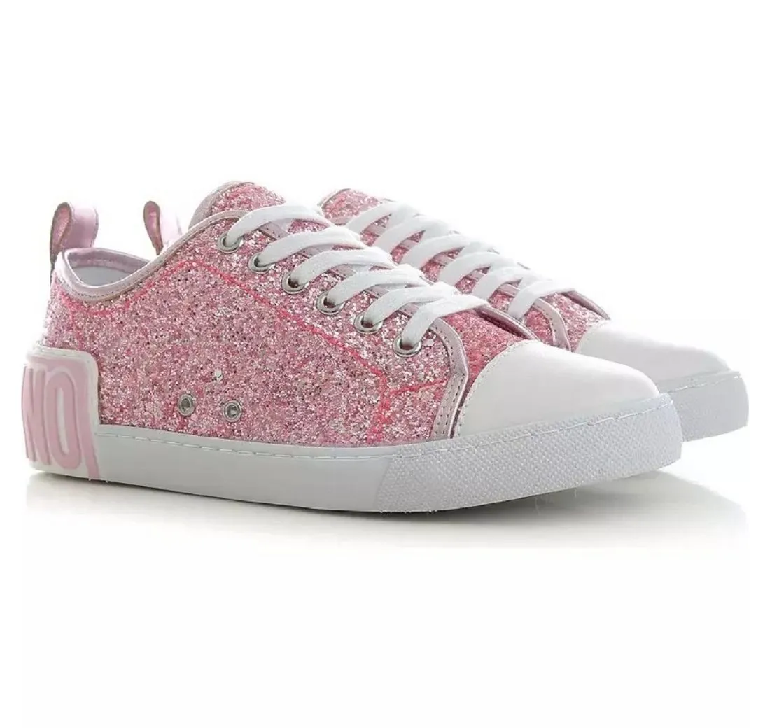 MOSCHINO MOSCHINO DAMEN Sneakers VULCA25 GLITTER+LAM.ROSA Sneakerd Sneaker Glitzer, Logoprägung