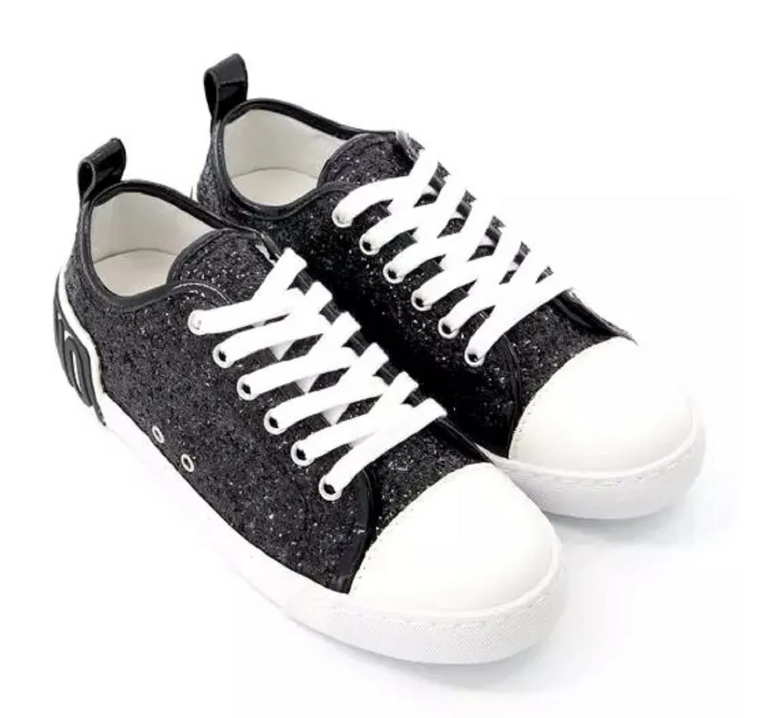 MOSCHINO MOSCHINO DAMEN Sneakers VULCA25 GLITTER+VERN.NERO. Sneaker Glitzer