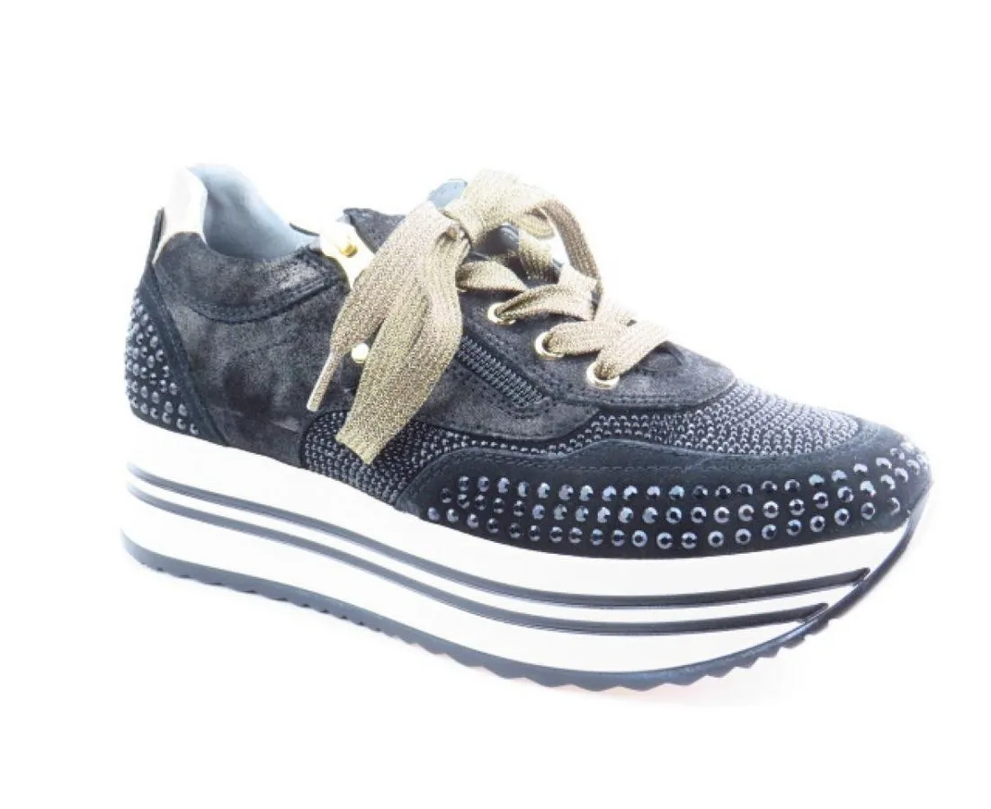 NERO GIARDINI schwarz/gold Strass Sneaker