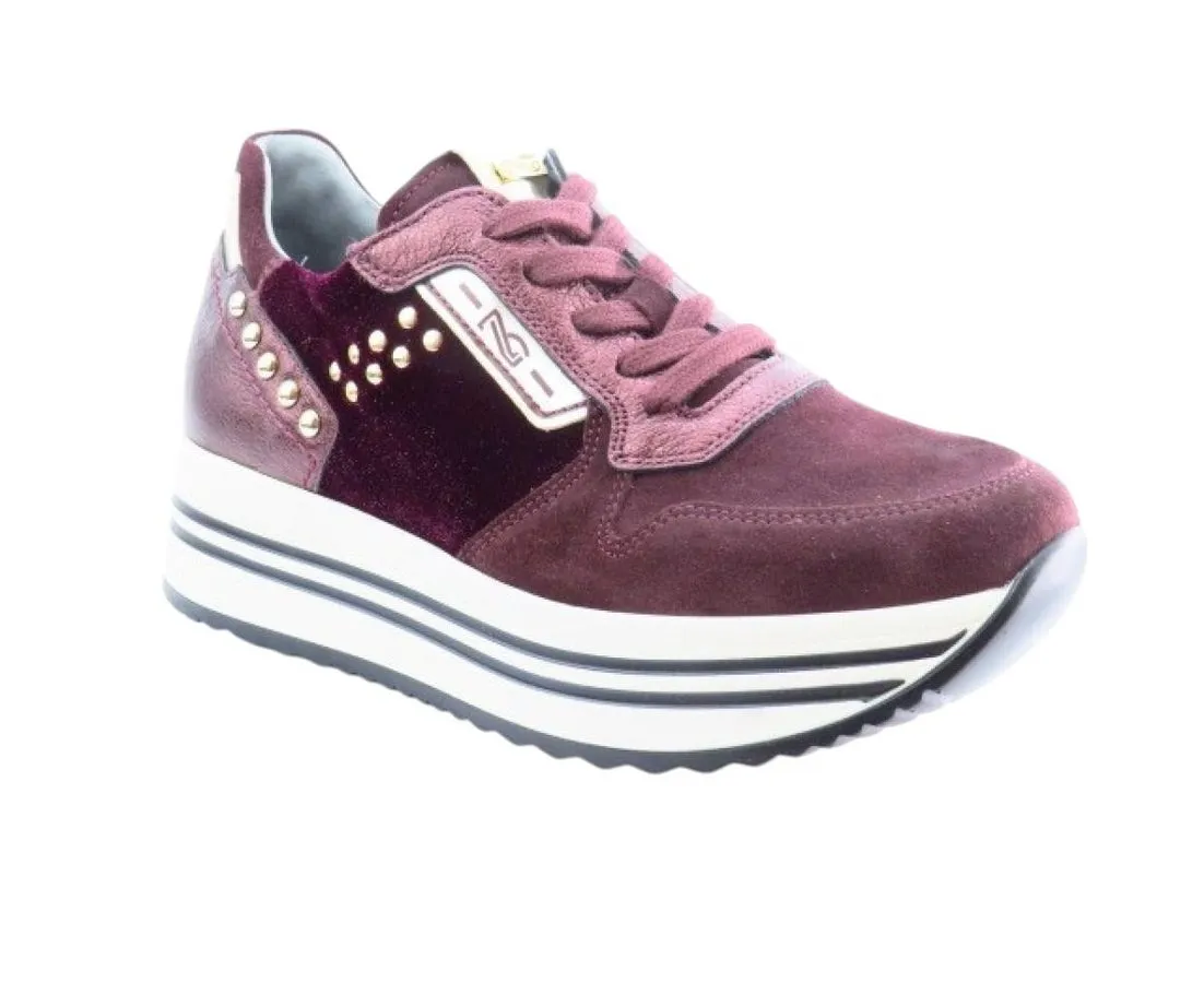 NERO GIARDINI Velour Met. bordo Sneaker