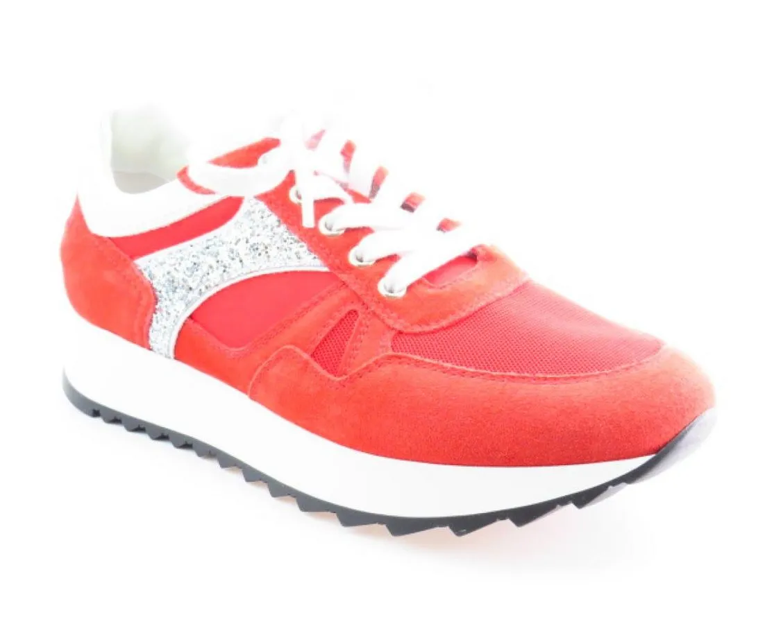 NERO GIARDINI Velour rosso/silber Sneaker