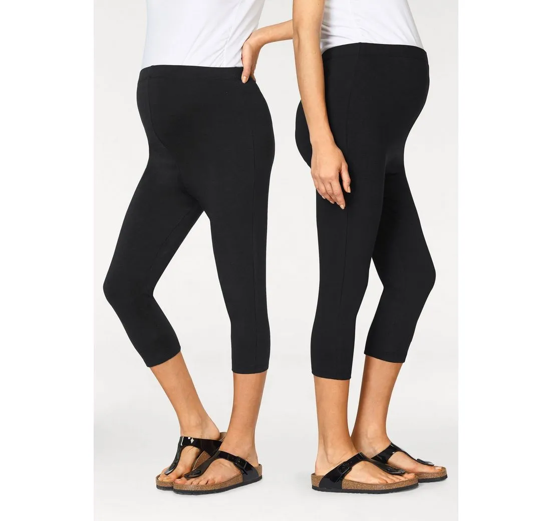 NEUN MONATE Umstandsleggings, 2er Pack Capri Hosen für Schwangerschaft und Stillzeit (Packung, 2-tlg), in Caprilänge