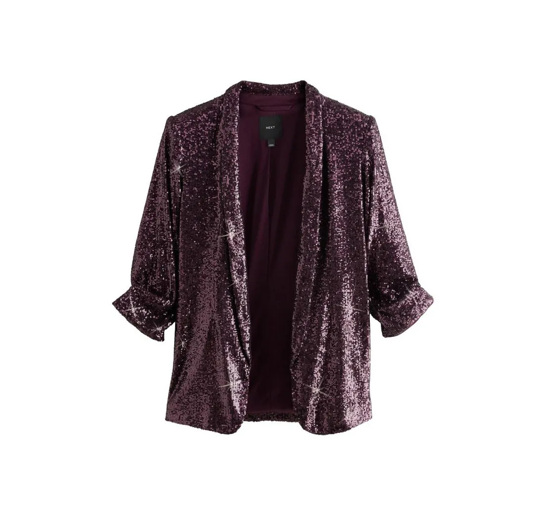 NEXT Jackenblazer Blazer mit gerafften Ärmeln und Pailletten (1-tlg)