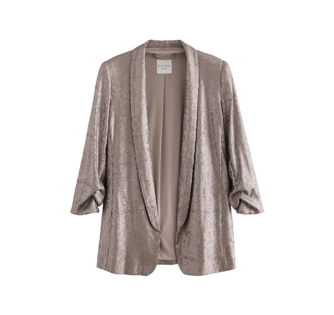 NEXT Jackenblazer Blazer mit gerafften Ärmeln und Pailletten (1-tlg)