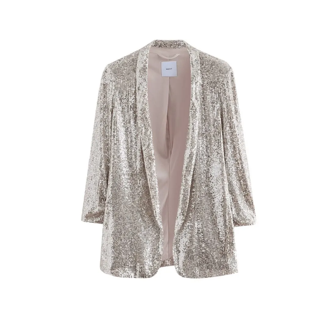 NEXT Jackenblazer Blazer mit gerafften Ärmeln und Pailletten (1-tlg)