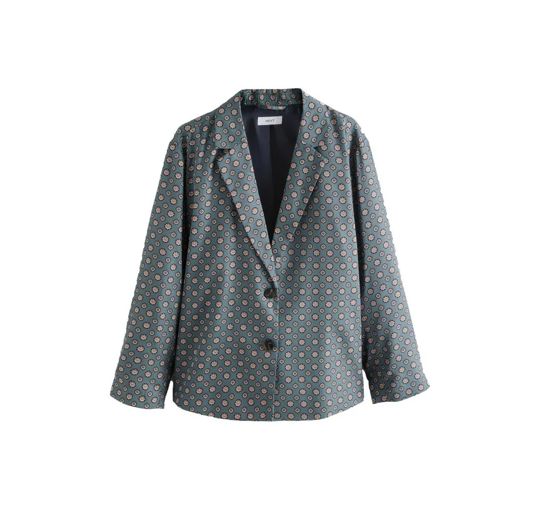 NEXT Jackenblazer Einreihiger Blazer im Relaxed Fit mit Geomuster (1-tlg)