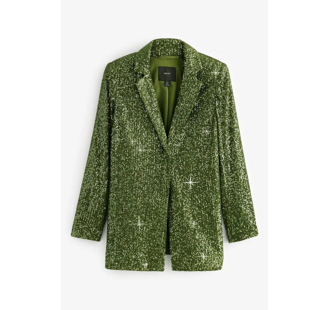 NEXT Jackenblazer Einreihiger Blazer mit Pailletten, Kurzgröße (1-tlg)