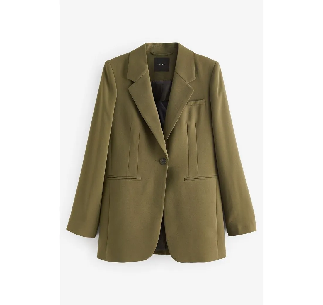 NEXT Jackenblazer Einreihiger taillierter Crêpe-Blazer, Kurzgröße (1-tlg)