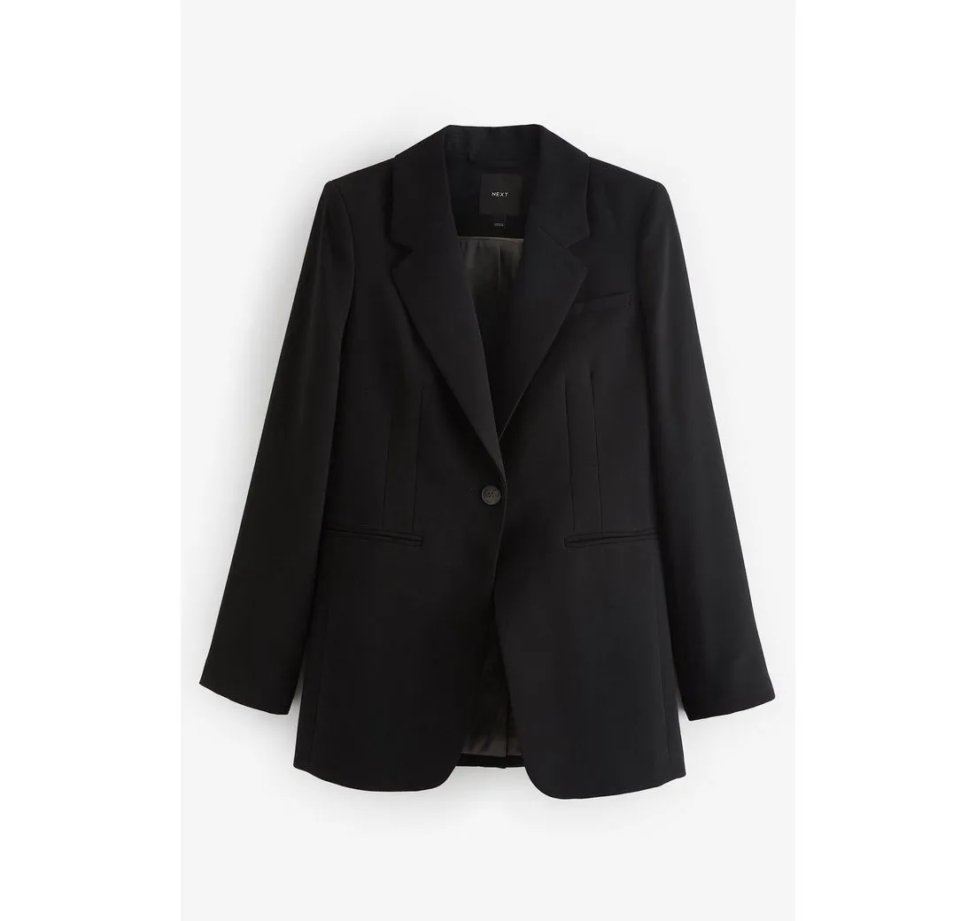 NEXT Jackenblazer Einreihiger taillierter Crêpe-Blazer, Kurzgröße (1-tlg)
