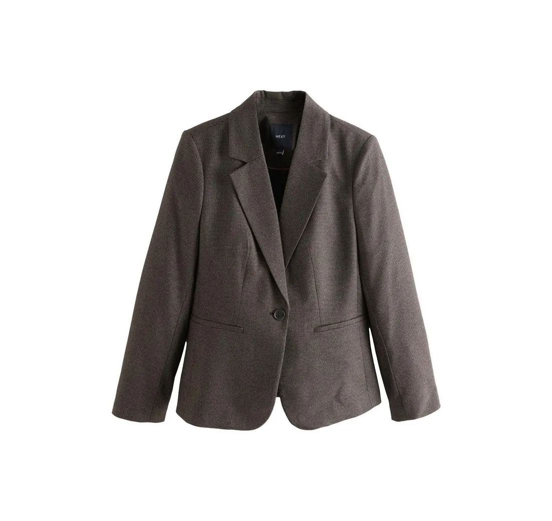 NEXT Jackenblazer Einreihiger Tailored Fit Blazer mit Karomuster (1-tlg)