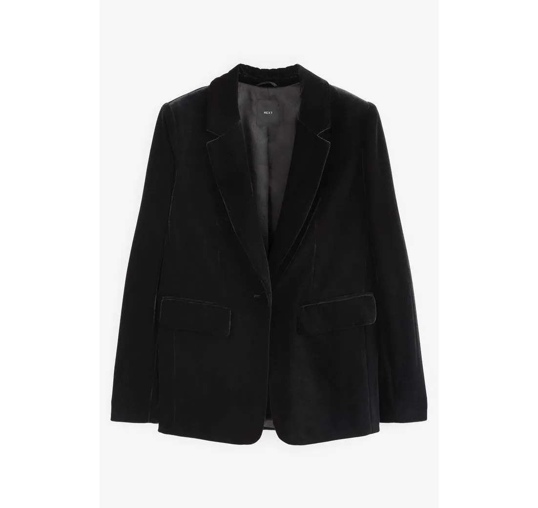 NEXT Jackenblazer Figurbetonter Samt-Blazer – Kurzgröße (1-tlg)