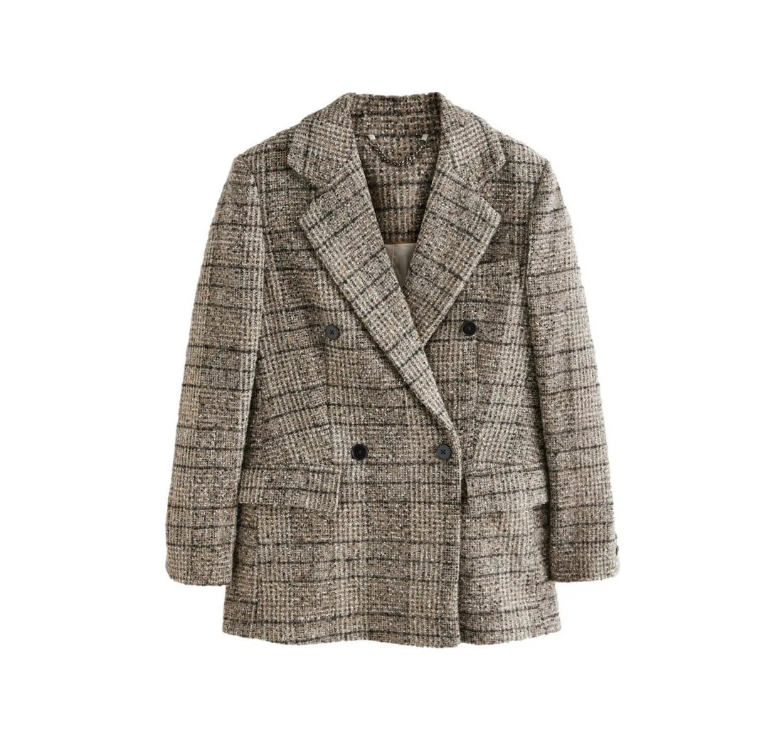NEXT Jackenblazer Karierter, einreihiger Premium-Blazer, Karomuster (1-tlg)