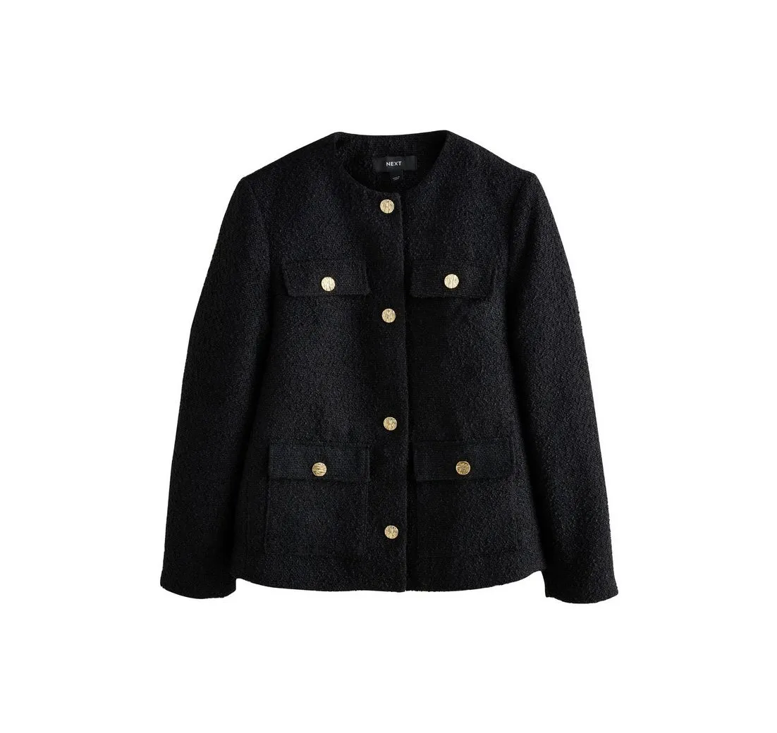 NEXT Jackenblazer Lange Bouclé-Jacke (1-tlg)