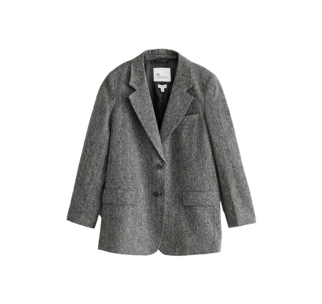 NEXT Jackenblazer Premium-Blazer im Fischgrätmuster mit Wolle (1-tlg)
