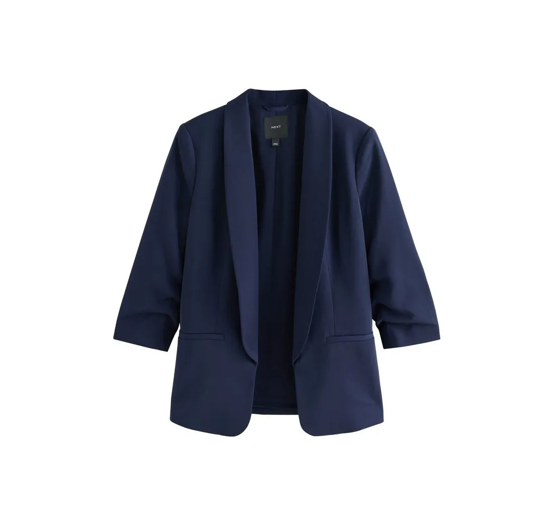 NEXT Jackenblazer Relaxed Fit Blazer mit Raffärmeln und Vichykaros (1-tlg)