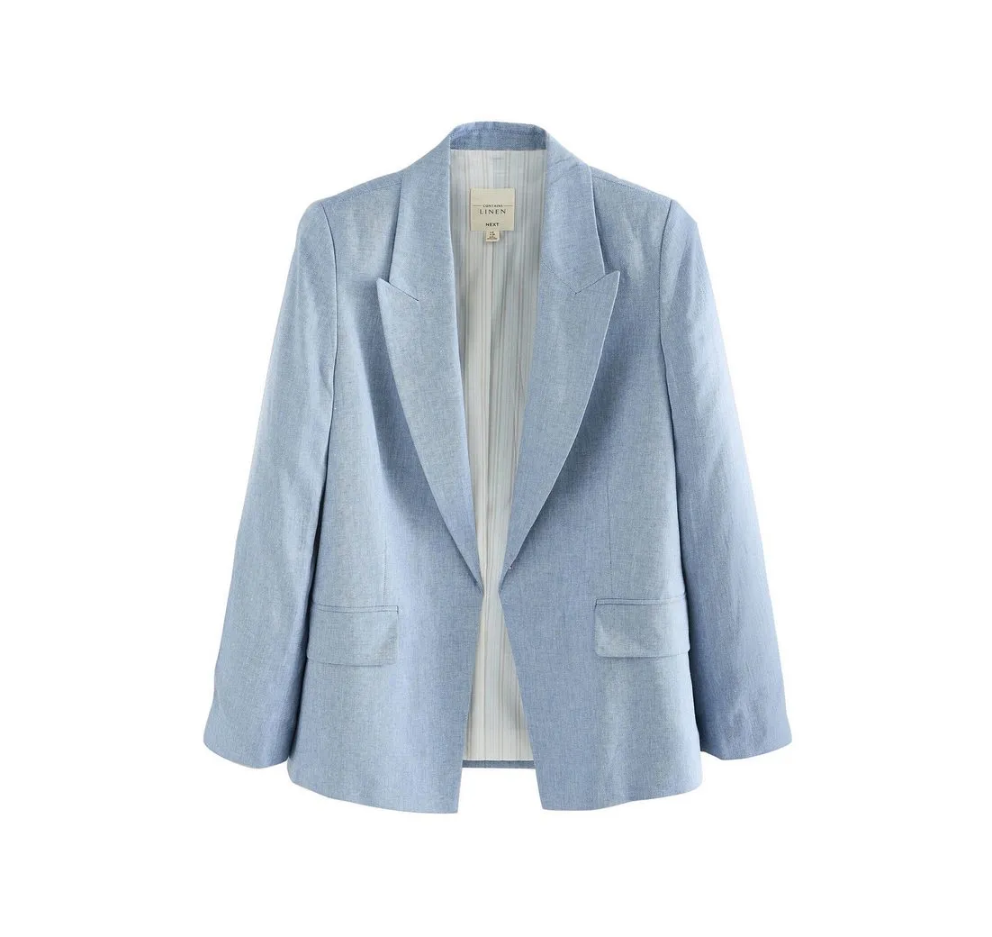 NEXT Jackenblazer Strukturierter Tailored Fit Blazer mit Leinen (1-tlg)