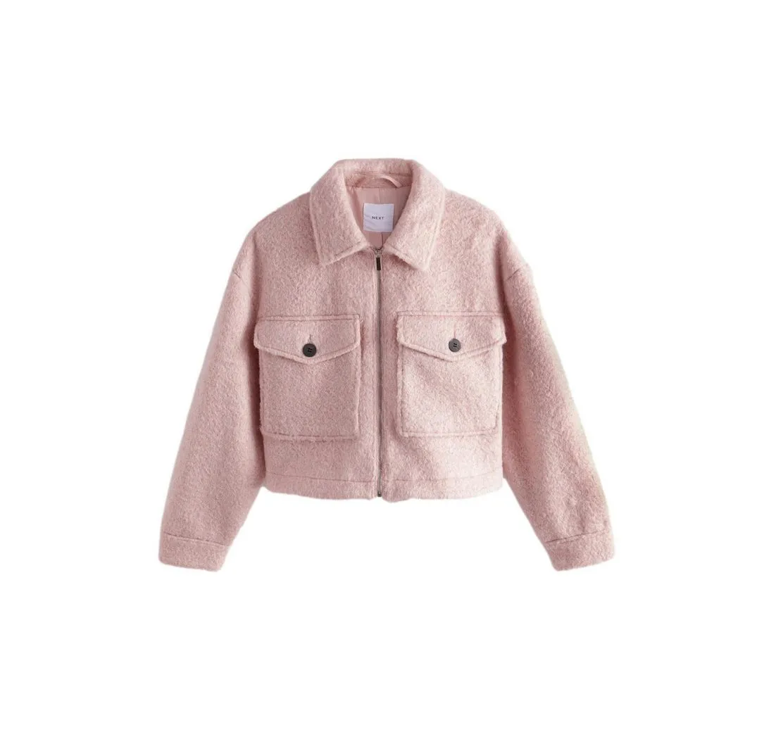 NEXT Jackenblazer Verkürzte, kastige Bouclé-Jacke (1-tlg)